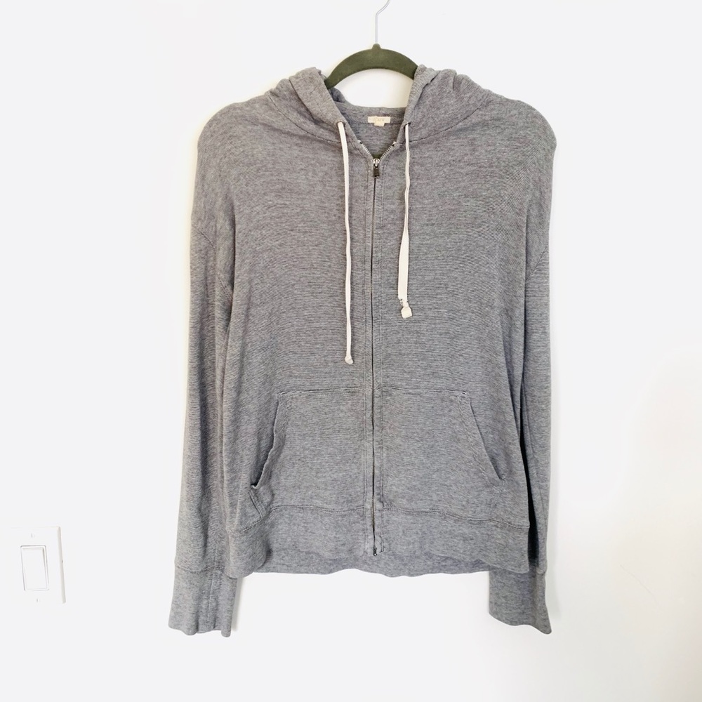 J. Crew Grey Zipper Front Hooded Sweatshirt GUC